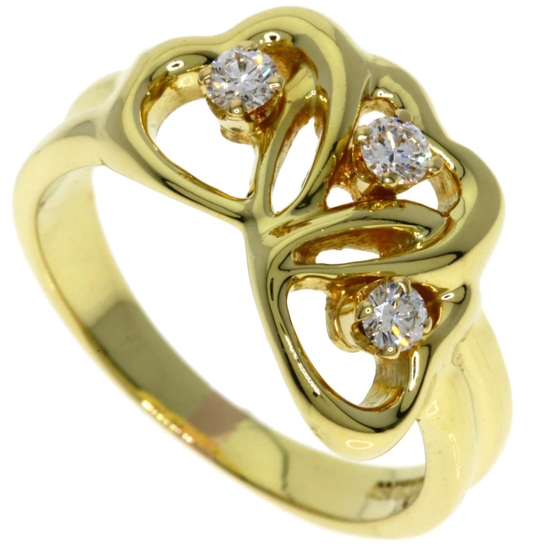 TIFFANY&CO. TRIPLE HEART DIAMOND RING K18 YELLOW GOLD: TIFFANY&Co. Triple Heart Diamond Ring K18 Yellow Gold Brand: TIFFANY&Co. Type/Style: Ring Material: K18 Yellow Gold, Color: Gold Size: 5 (US) Accessories: None Accessories Notice: When pur