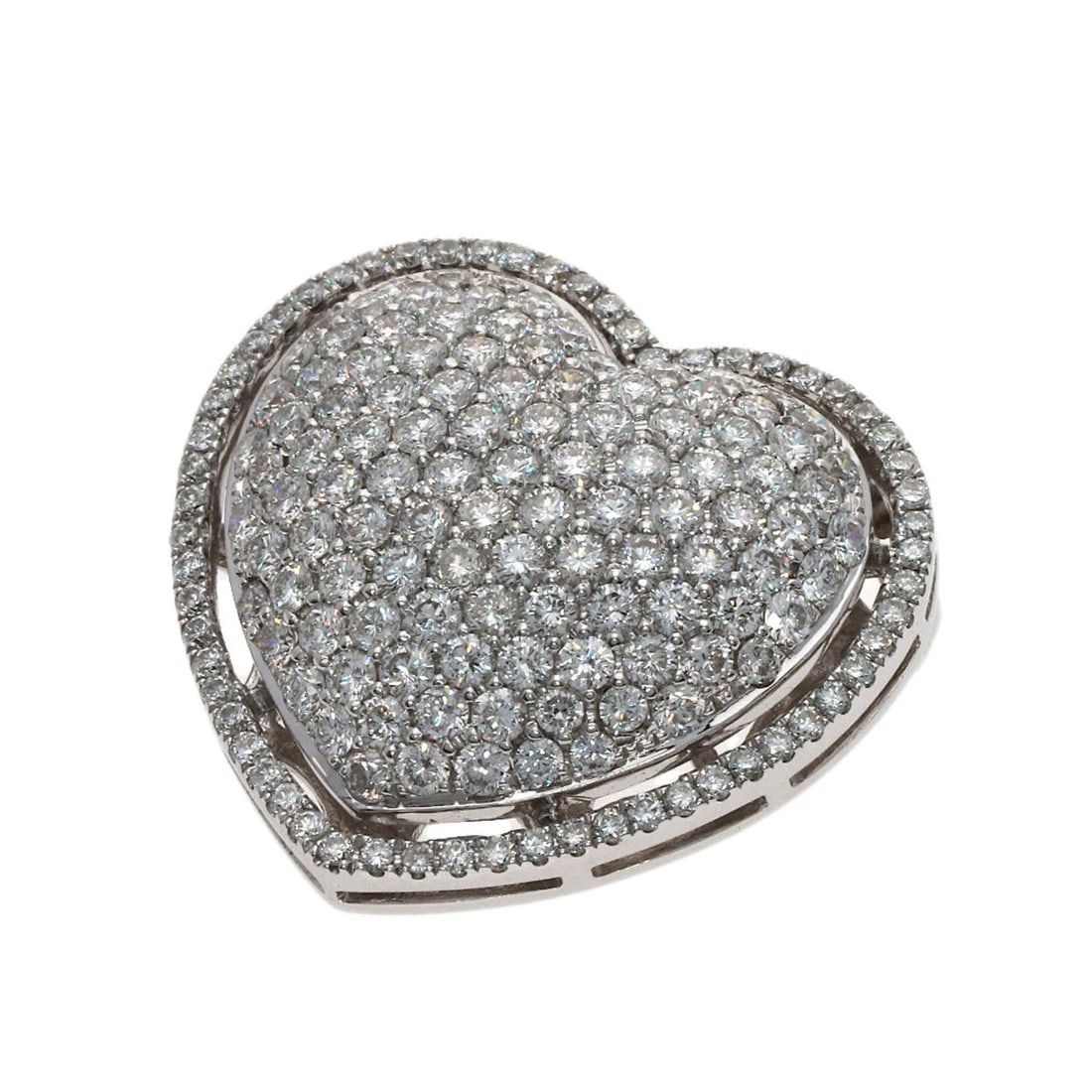 QUEEN HEART MOTIF DIAMOND PENDANT TOP K18 WHITE GOLD (1 of 2)