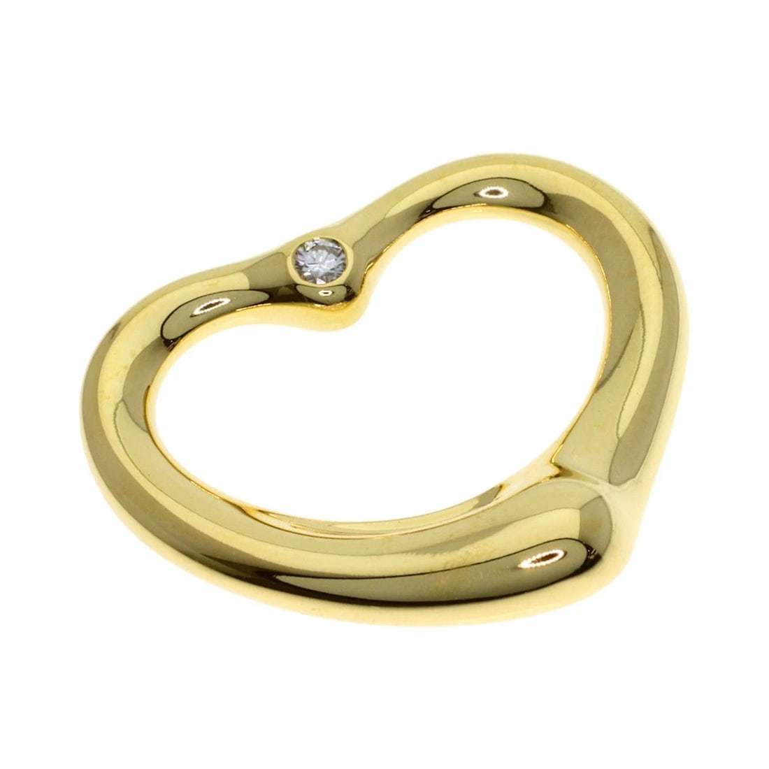 TIFFANY&CO. OPEN HEART DIAMOND PENDANT TOP K18 YELLOW GOLD: TIFFANY&Co. Open Heart Diamond Pendant top K18 Yellow Gold Brand: TIFFANY&Co. Type/Style: Pendant top Material: K18 Yellow Gold, Main Stone natural Color: Gold Size: Top Size:0.8inch/19.2x22.2x2.2mm