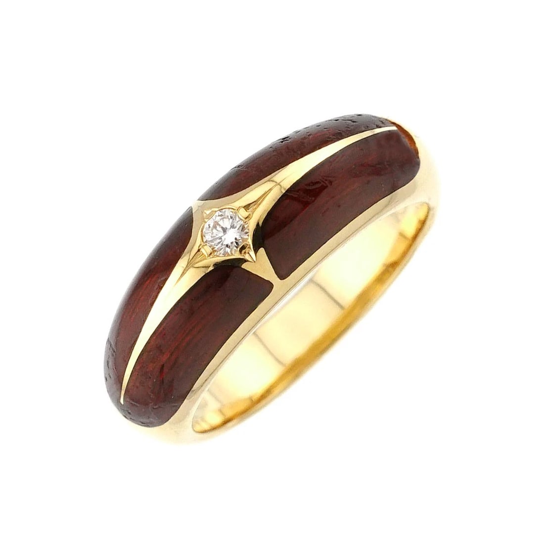 FABERGE ENAMEL DIAMOND RING: FABERGE Enamel Diamond Ring Brand: FABERGE Type/Style: Ring Material: 750 Yellow Gold, Main Stone Natural Color: Gold Size: 7.5(US) Accessories: None Accessories Notice: When purchasing pre-owned