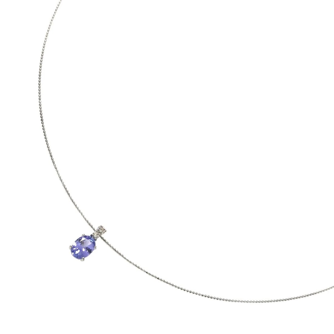 TANZANITE DIAMOND NECKLACE WHITE GOLD 750: Tanzanite Diamond Necklace White Gold 750 Brand: Unbranded Type/Style: Necklace Material: 750 White Gold, Color: White Gold Size: internal circumference of the chain:17.7inch(Adjustable) Top Charm(max