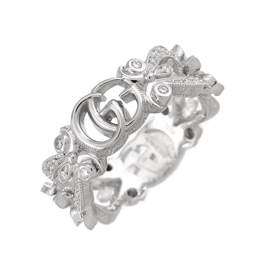 GUCCI FLORA RING DIAMOND WHITE GOLD 750: GUCCI Flora Ring Diamond White Gold 750 Brand: GUCCI Type/Style: Ring Material: 750 White Gold, Main Stone Natural Color: White Gold Size: 4-4.5(US) Accessories: None Accessories Notice: When