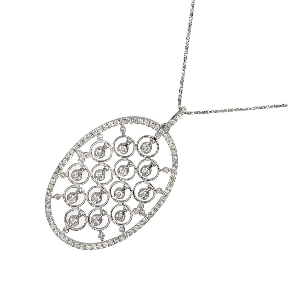DIAMOND NECKLACE WHITE GOLD 750: Diamond Necklace White Gold 750 Brand: Unbranded Type/Style: Necklace Material: 750 White Gold, Main Stone Natural Color: White Gold Size: internal circumference of the chain:27.6inch (Adjustable)