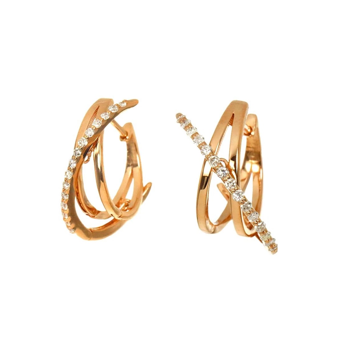 DIAMOND EARRINGS PIERCED PINK GOLD 750 (1 of 3)