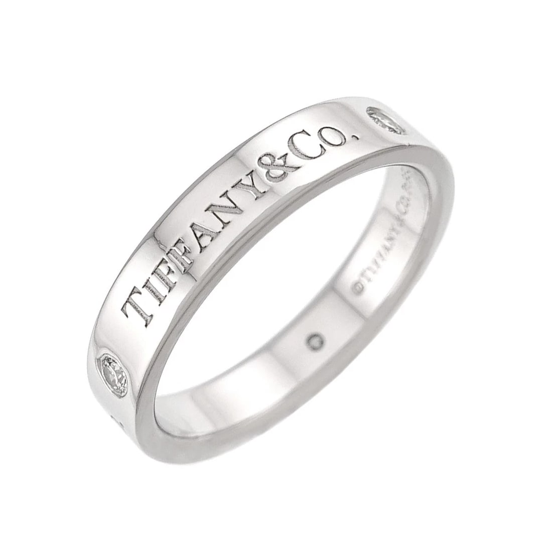 TIFFANY CO. LOGO FLAT BAND RING DIAMOND: TIFFANY Co. Logo Flat Band Ring Diamond Brand: TIFFANY Co. Type/Style: Ring Material: PT950, Main Stone Natural Color: Platinum Size: 6.5-6.75(US) Accessories: None Accessories Notice: Whe