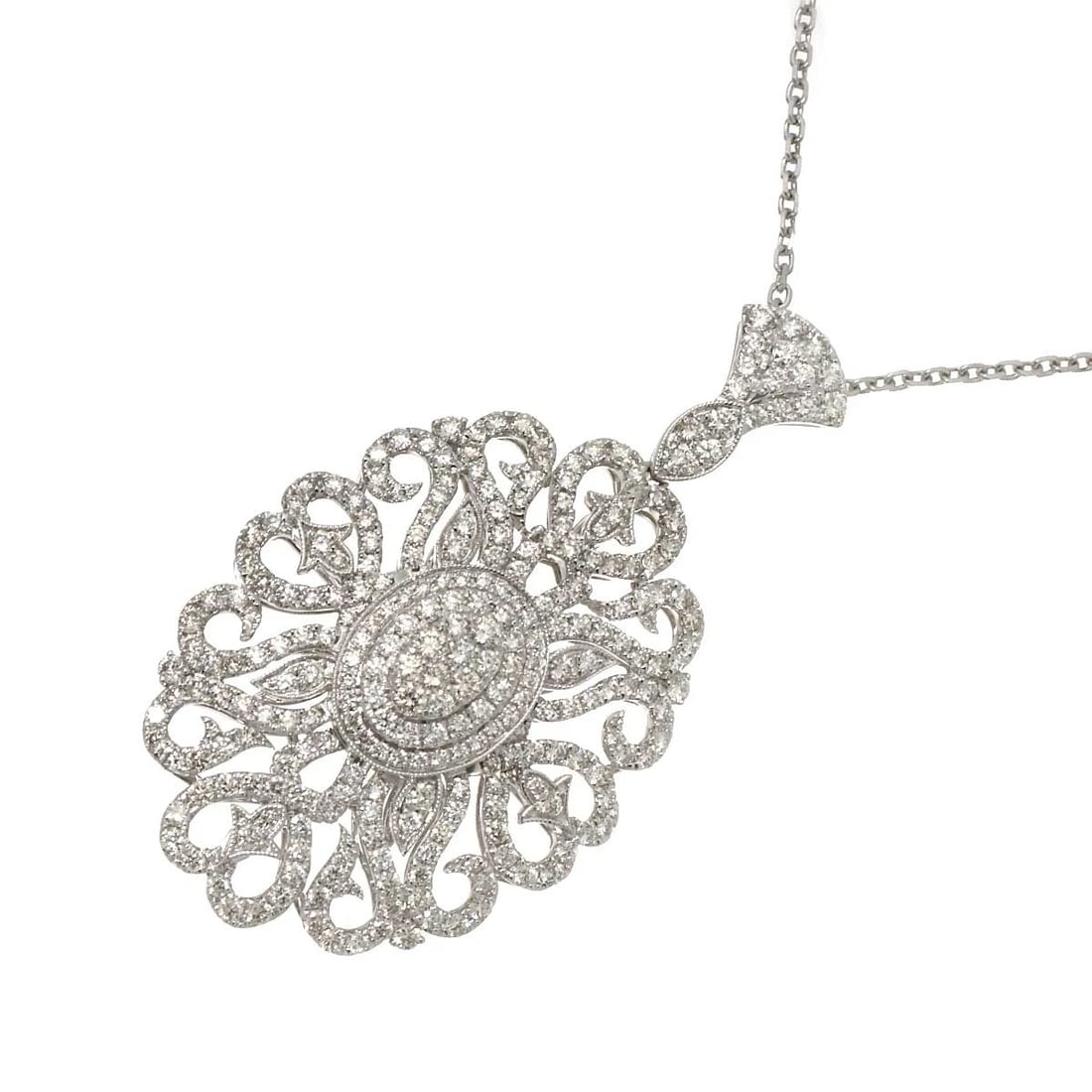DIAMOND NECKLACE 18K WG WHITE GOLD 750: Diamond Necklace 18K WG White Gold 750 Brand: Unbranded Type/Style: Necklace Material: 750 White Gold, Main Stone Natural Color: White Gold Size: internal circumference of the chain:23.6inch (Adjustab