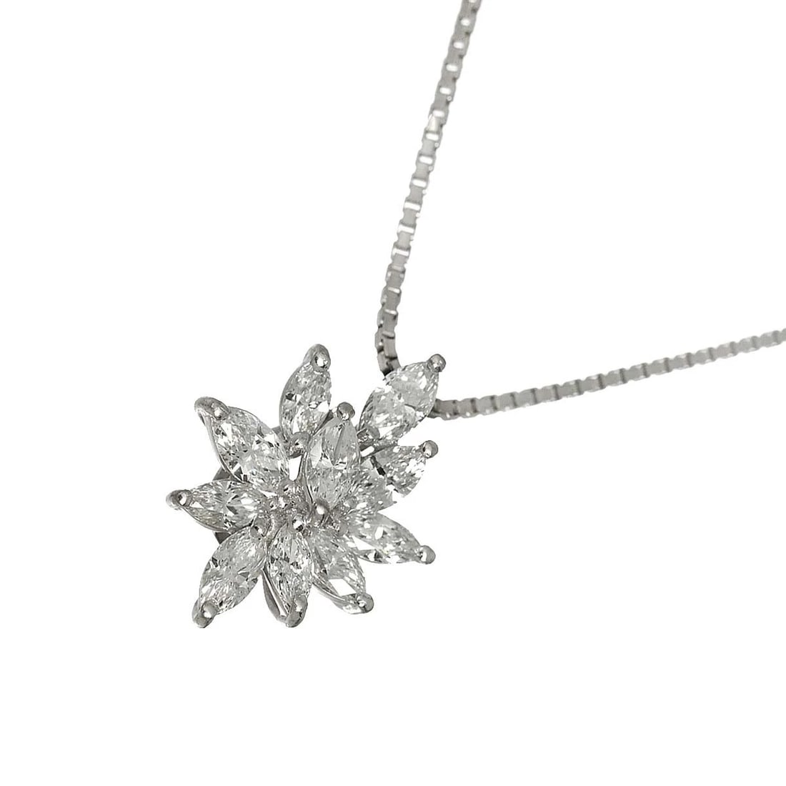 DIAMOND NECKLACE PLATINUM: Diamond Necklace Platinum Brand: Unbranded Type/Style: Necklace Material: PT900, Main Stone Natural Color: Platinum Size: internal circumference of the chain:15.7inch-14.2inch Top Charm(max):W 13.5X H