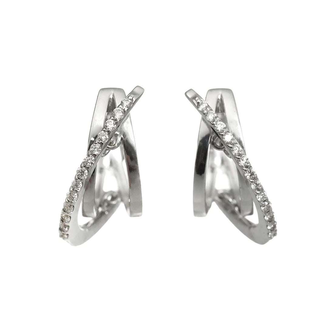 DIAMOND EARRINGS PIERCED WG 750: Diamond Earrings Pierced WG 750 Brand: Unbranded Type/Style: Earrings Material: 750 White Gold, Main Stone Natural Color: White Gold Size: W 5.6 X H 16.2mm Accessories: None Accessories No