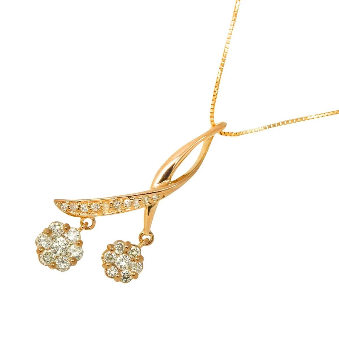 DIAMOND NECKLACE PG PINK GOLD: Diamond Necklace PG Pink Gold Brand: Unbranded Type/Style: Necklace Material: 750 Pink Gold, Main Stone Natural Color: Gold Size: internal circumference of the chain:17.5inch(Adjustable) Top Charm(max