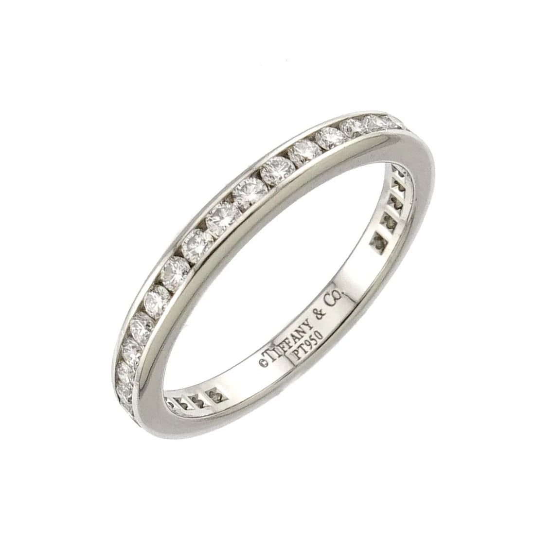 TIFFANY CO. HALF ETANITY BAND RING DIAMOND: TIFFANY Co. Half Etanity band Ring Diamond Brand: TIFFANY Co. Type/Style: Ring Material: PT950, Main Stone Natural Color: Platinum Size: 3.75-4(US) Accessories: None Accessories Notice: Wh