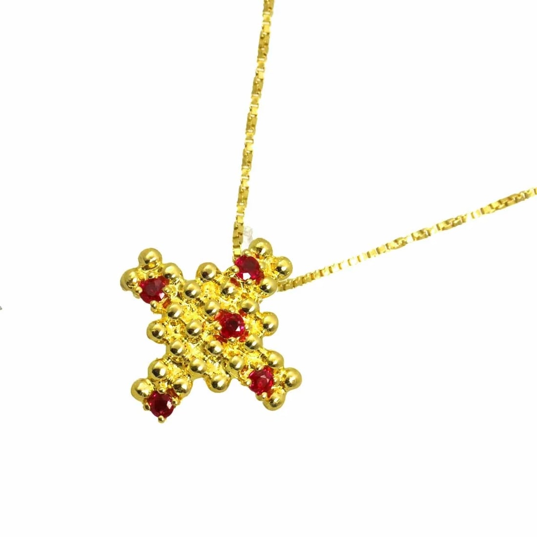 YVES SAINT LAURENT RUBY NECKLACE YG 750: Yves Saint Laurent Ruby Necklace YG 750 Brand: Yves Saint Laurent Type/Style: Necklace Material: 750 Yellow Gold, Main Stone Ruby Color: Yellow Gold Size: internal circumference of the chain: 15.7inch