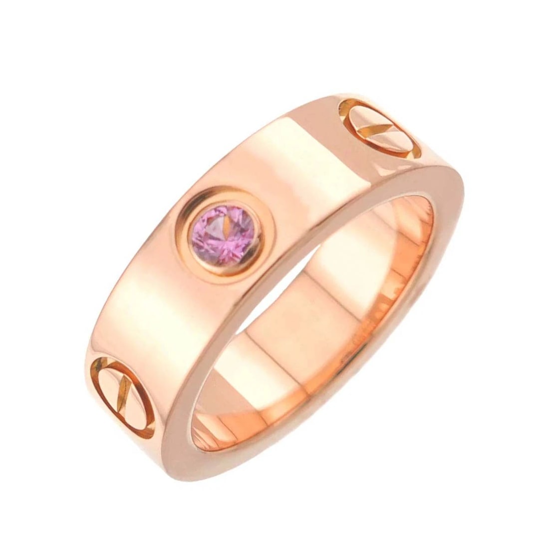 CARTIER LOVE RING SAPPHIRE PG 750: Cartier Love Ring Sapphire PG 750 Brand: Cartier Type/Style: Ring Material: 750 Pink Gold, Main Stone Sapphire Color: Pink Gold Size: 3.75-4(US) Accessories: None Accessories Notice: When