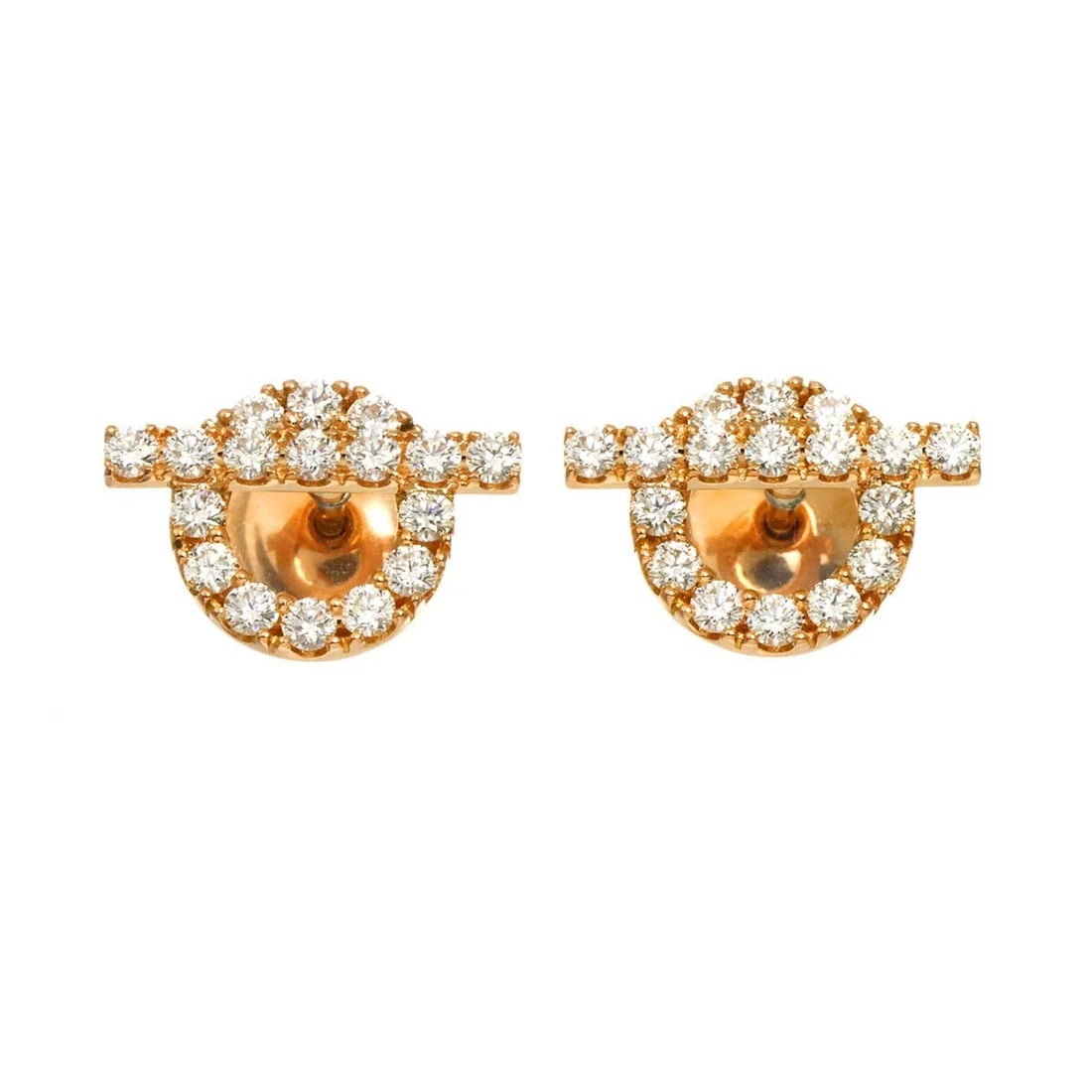 HERMES FINESSE DIAMOND EARRINGS PIERCED: HERMES Finesse Diamond Earrings Pierced Brand: HERMES Type/Style: Earrings Material: 750 Pink Gold, Main Stone Natural Color: Pink Gold Size: W 14.7 X H 10mm Post (diameter) 1mm Accessories: None