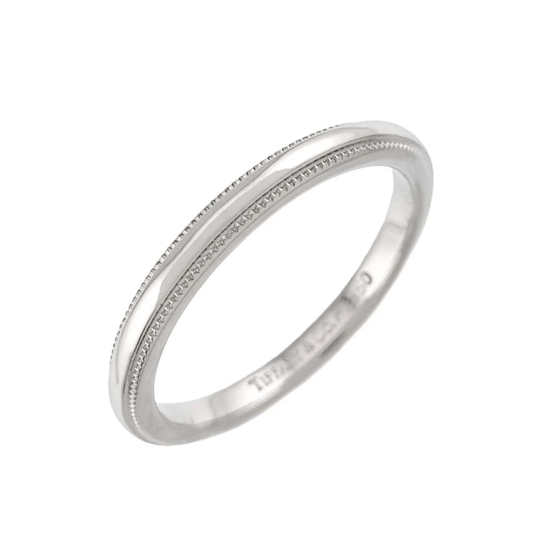 TIFFANY CO. MILGRAIN BAND RING PLATINUM: TIFFANY CO. Milgrain Band Ring Platinum Brand: TIFFANY Co. Type/Style: Ring Material: PT950, Color: Platinum Size: 5.25(US) Accessories: None Accessories Notice: When purchasing pre-owned