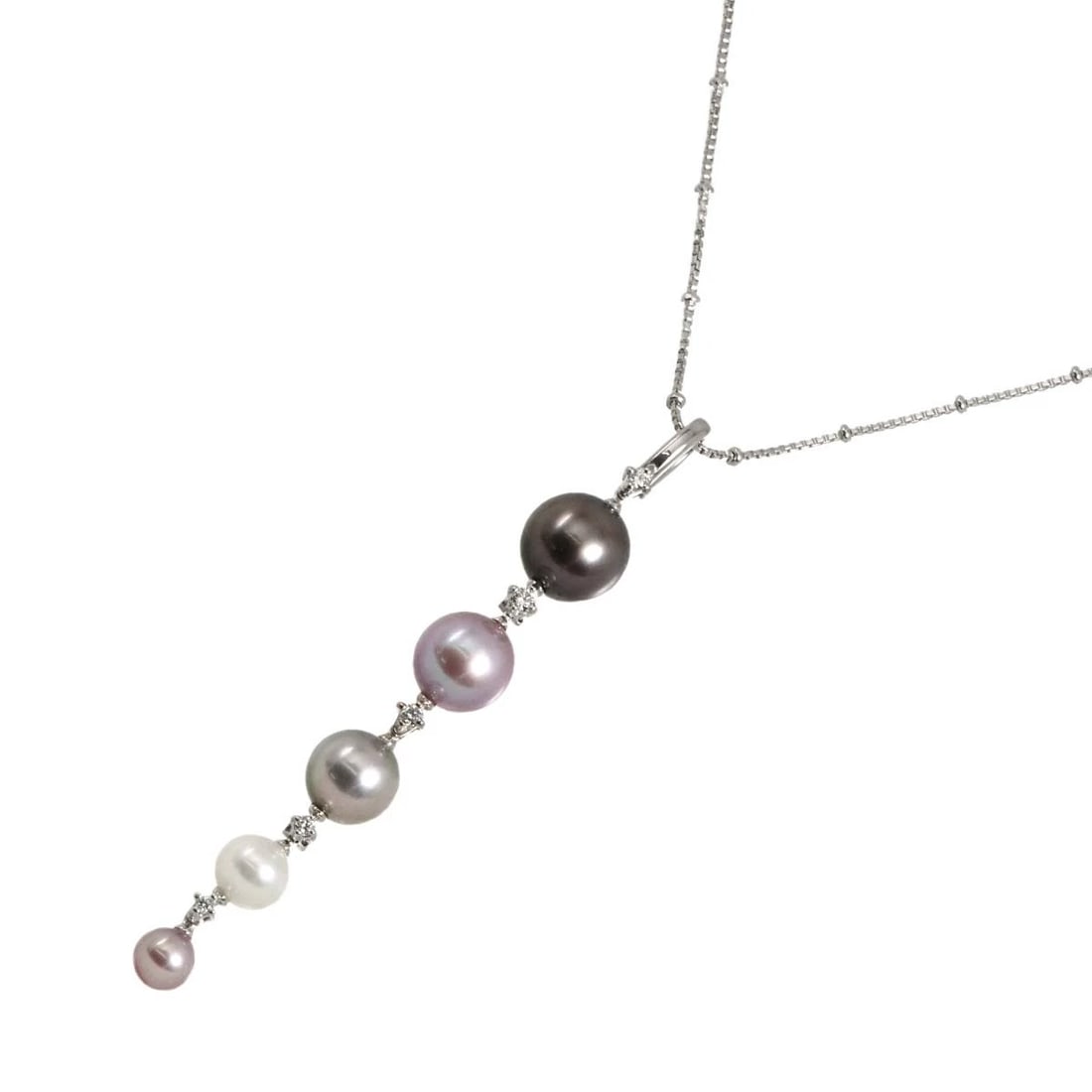 SOUTH SEA PEARL DIAMOND PEARL NECKLACE: South Sea pearl Diamond Pearl Necklace Brand: Unbranded Type/Style: Necklace Material: 750 White Gold, Color: White Gold Size: internal circumference of the chain:15.9inch-14.8inch Top Charm(max):W