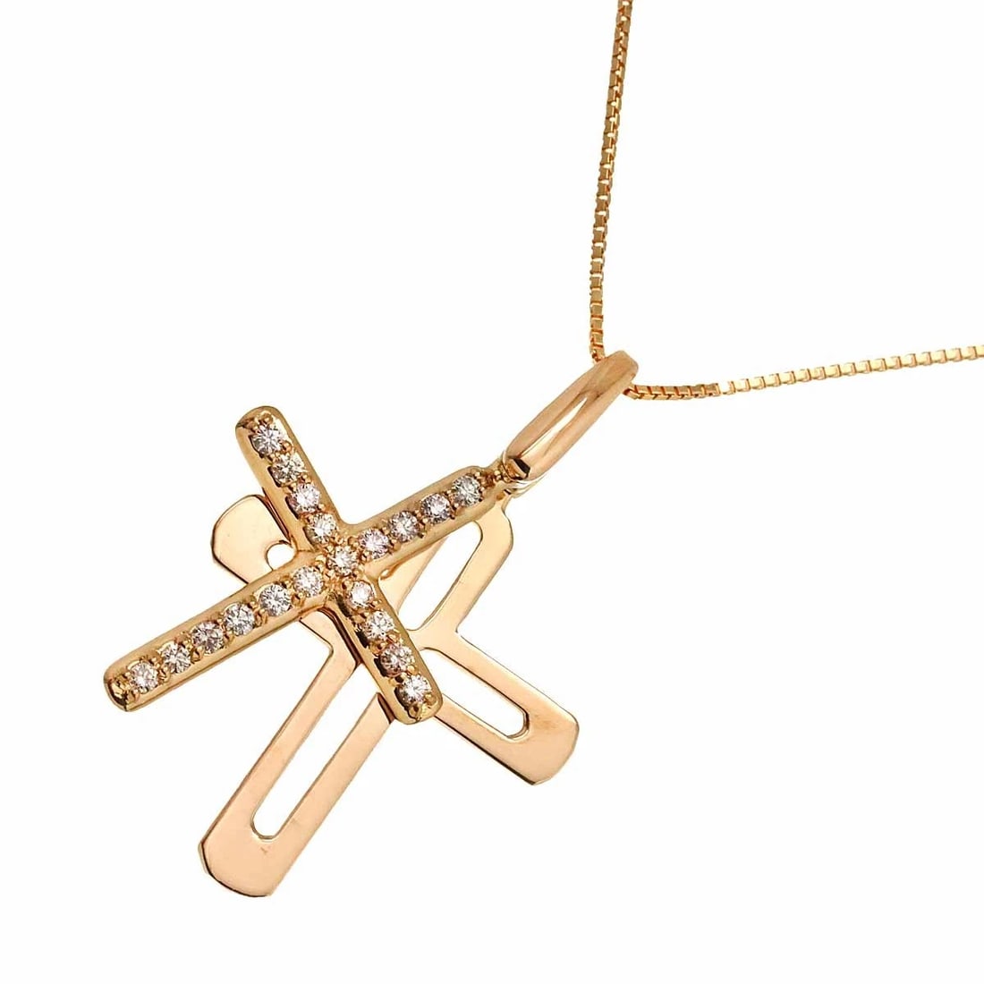 DIAMOND NECKLACE PINK GOLD: Diamond Necklace Pink Gold Brand: Unbranded Type/Style: Necklace Material: 750 Pink Gold, Main Stone Natural Color: Gold Size: internal circumference of the chain:17.7inch(Adjustable) Top