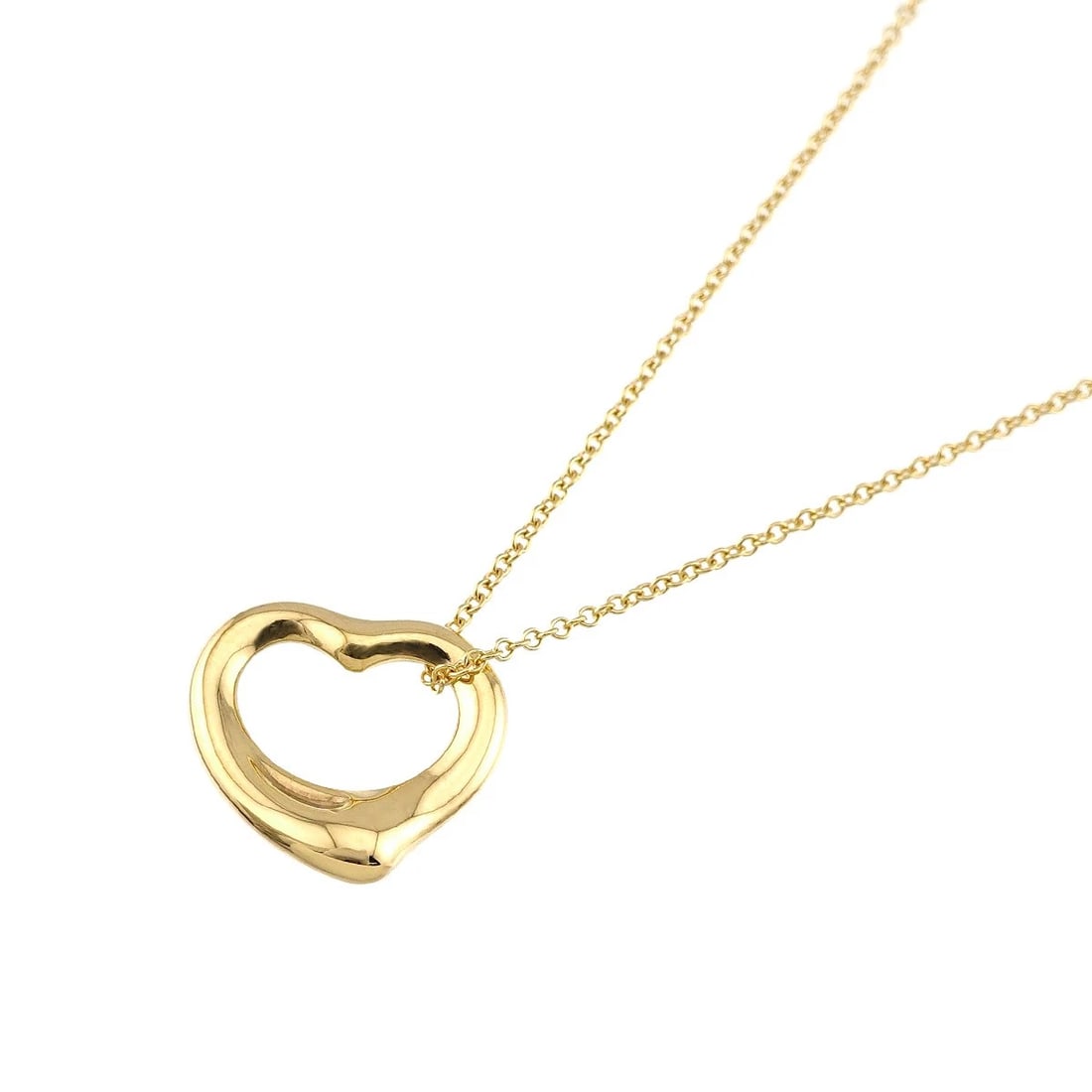 TIFFANY CO. OPEN HEART NECKLACE YELLOW GOLD 750: TIFFANY Co. Open Heart Necklace Yellow Gold 750 Brand: TIFFANY Co. Type/Style: Necklace Material: 750 Yellow Gold, Color: Yellow Gold Size: internal circumference of the chain:15.7inch Top Charm(max):