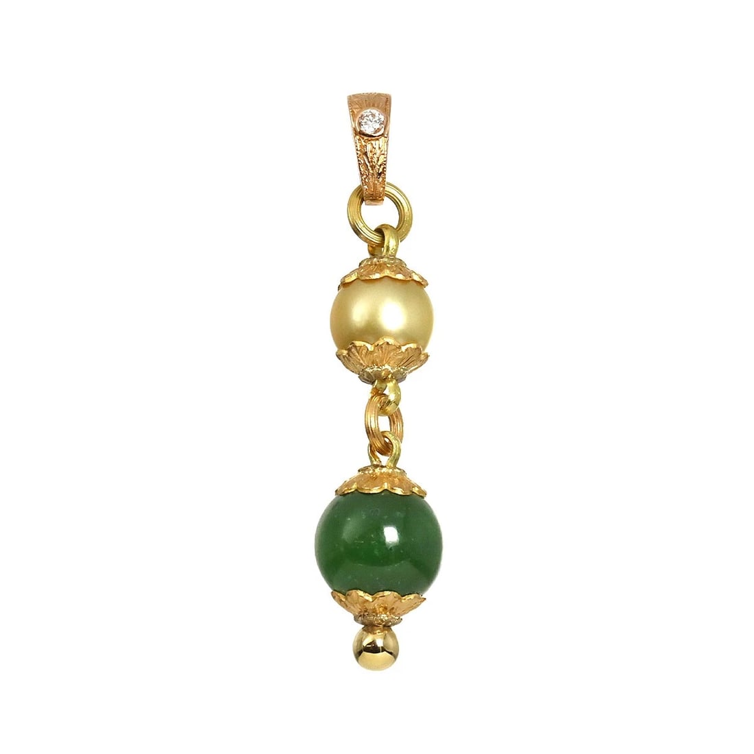 CAZZANIGA NEPHRITE PEARL DIAMOND PENDANT TOP YG PG 750: CAZZANIGA Nephrite Pearl Diamond Pendant Top YG PG 750 Brand: CAZZANIGA Type/Style: Pendant Material: 750 Yellow Pink Gold, Color: Yellow Gold Size: W12xH54.5mm(full length) Thickness:12mm