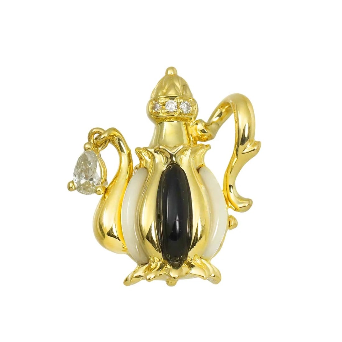 DIAMOND ONYX PENDANT YELLOW GOLD 750: Diamond Onyx Pendant Yellow Gold 750 Brand: Unbranded Type/Style: Pendant Material: 750 Yellow Gold, Main Stone Natural Color: Yellow Gold Size: W 19.7 X H 23mm(included bail) Thickness:8mm