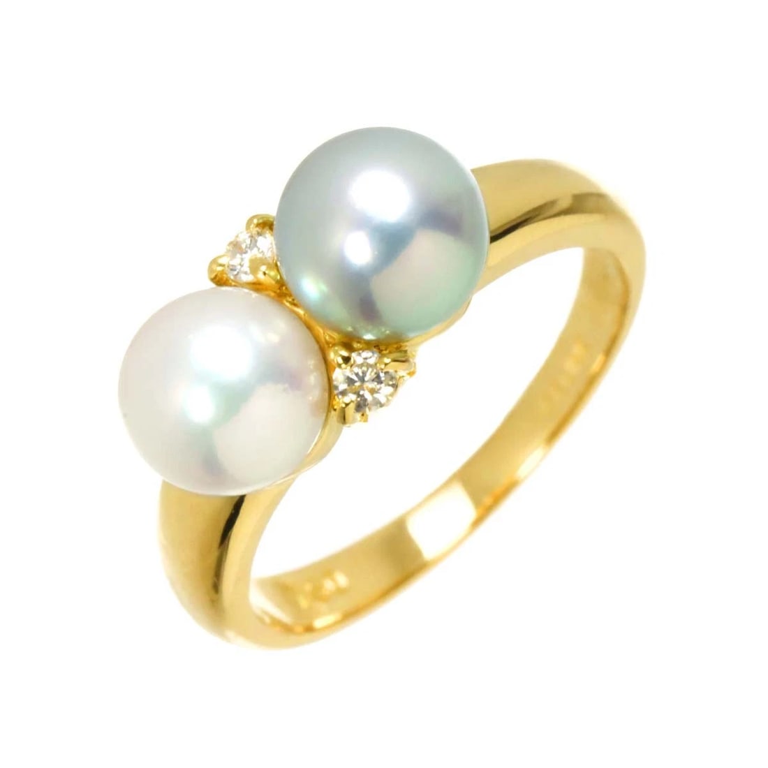 CELINE AKOYA PEARL DIAMOND RING: CELINE Akoya Pearl Diamond Ring Brand: CELINE Type/Style: Ring Material: 750 Yellow Gold, Color: Yellow Gold Size: 4(US) Accessories: None Accessories Notice: When purchasing pre-owned goods, please