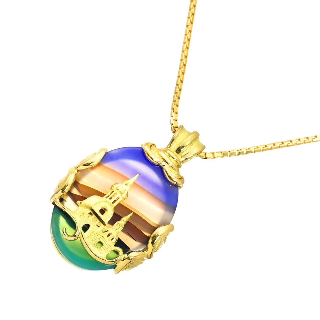 AGATE NECKLACE YELLOW GOLD 750: Agate Necklace Yellow Gold 750 Brand: Unbranded Type/Style: Necklace Material: 750 Yellow Gold, Color: Yellow Gold Size: internal circumference of the chain:19.7inch(Adjustable) Top Charm(max):W 20.8