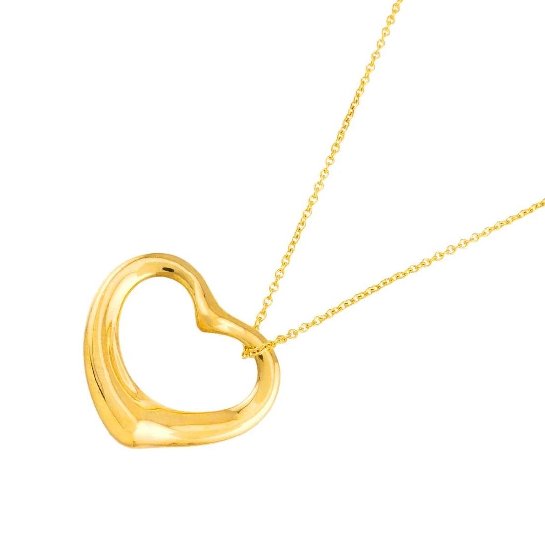 TIFFANY CO. OPEN HEART NECKLACE YELLOW GOLD 750: TIFFANY Co. Open Heart Necklace Yellow Gold 750 Brand: TIFFANY Co. Type/Style: Necklace Material: 750 Yellow Gold, Color: Yellow Gold Size: internal circumference of the chain:15.7inch Top