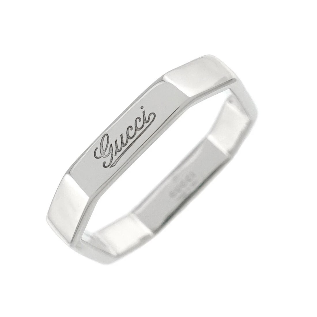 GUCCI RING WG 750: GUCCI Ring WG 750 Brand: GUCCI Type/Style: Ring Material: 750 White Gold, Color: White Gold Size: 4 3.25(US) Accessories: None Accessories Notice: When purchasing pre-owned goods, please r