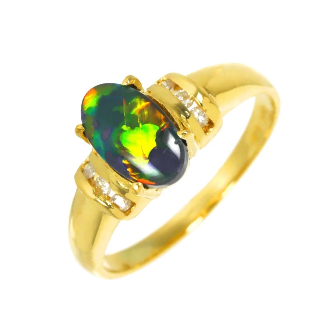 OPAL DIAMOND RING YG 750: Opal Diamond Ring YG 750 Brand: Unbranded Type/Style: Ring Material: 750 Yellow Gold, Color: Yellow Gold Size: 6(US) Accessories: None Accessories Notice: When purchasing pre-owned goods,