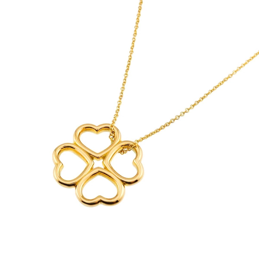 TIFFANY CO. HEART CLOVER NECKLACE YELLOW GOLD 750: TIFFANY Co. Heart Clover Necklace Yellow Gold 750 Brand: TIFFANY Co. Type/Style: Necklace Material: 750 Yellow Gold, Color: Yellow Gold Size: internal circumference of the chain:15.7inch MotifTop Char