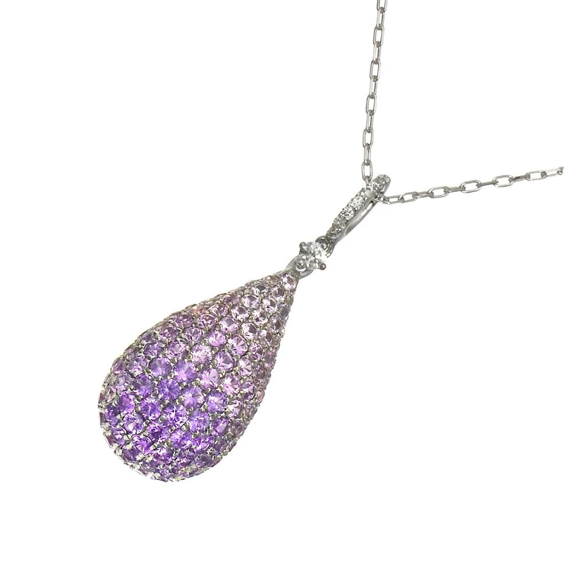 SAPPHIRE DIAMOND NECKLACE WHITE GOLD 750: Sapphire Diamond Necklace White Gold 750 Brand: Unbranded Type/Style: Necklace Material: 750 White Gold, Main Stone Sapphire Color: White Gold Size: internal circumference of the chain:17.7inch(Adjust