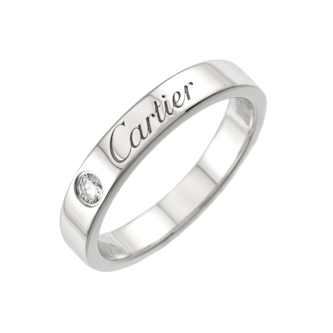 CARTIER C DE DIAMOND RING PT PLATINUM: Cartier C de Diamond Ring Pt Platinum Brand: Cartier Type/Style: Ring Material: Pt950, Main Stone Natural Color: Platinum Size: 4(US) Accessories: None Accessories Notice: When purchasing