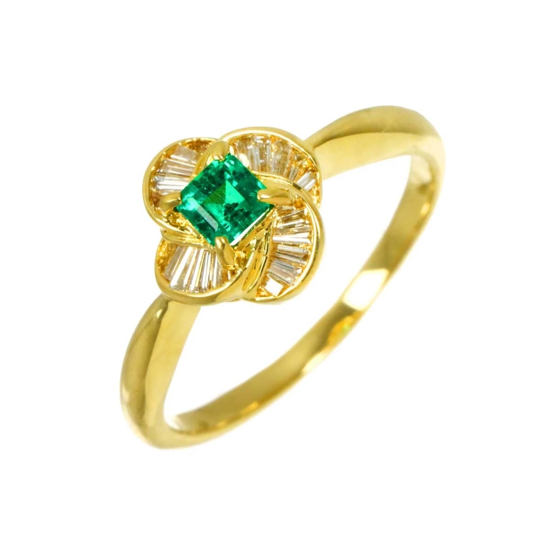 EMERALD DIAMOND RING YELLOW GOLD: Emerald Diamond Ring Yellow Gold Brand: Unbranded Type/Style: Ring Material: 750 Yellow Gold, Color: Gold Size: 6(US) Accessories: None Accessories Notice: When purchasing pre-owned goods, please