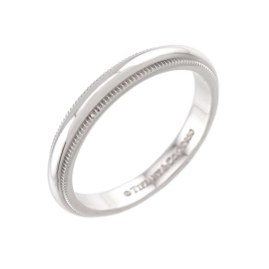 TIFFANY CO. MILGRAIN BAND RING PLATINUM: TIFFANY Co. Milgrain Band Ring Platinum Brand: TIFFANY Co. Type/Style: Ring Material: PT950, Color: Platinum Size: 7.25(US) Accessories: None Accessories Notice: When purchasing pre-owned