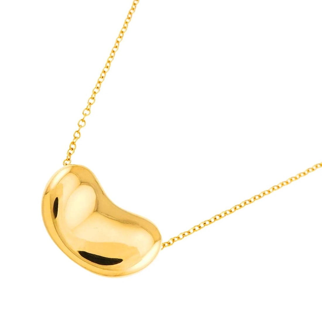 TIFFANY CO. BEAN LONG NECKLACE YELLOW GOLD 750: TIFFANY Co. Bean Long Necklace Yellow Gold 750 Brand: TIFFANY Co. Type/Style: Necklace Material: 750 Yellow Gold, Color: Yellow Gold Size: internal circumference of the chain:29.5inch Charm:W 24.8 X H