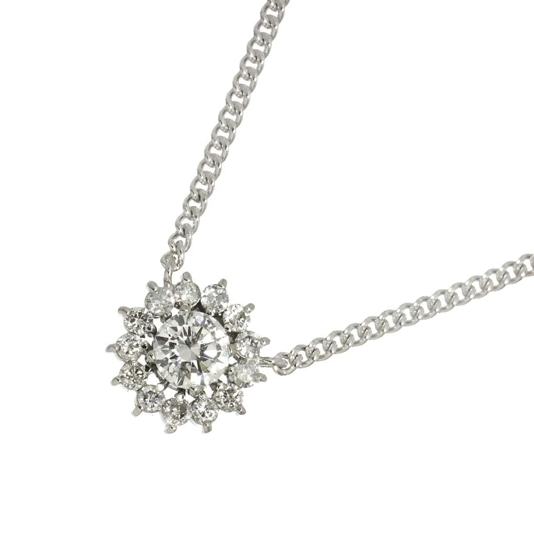 DIAMOND NECKLACE PLATINUM: Diamond Necklace Platinum Brand: Unbranded Type/Style: Necklace Material: PT900, Main Stone Natural Color: Platinum Size: internal circumference of the chain:15.2inch Top Charm(max):W 10X H 10mm Thick