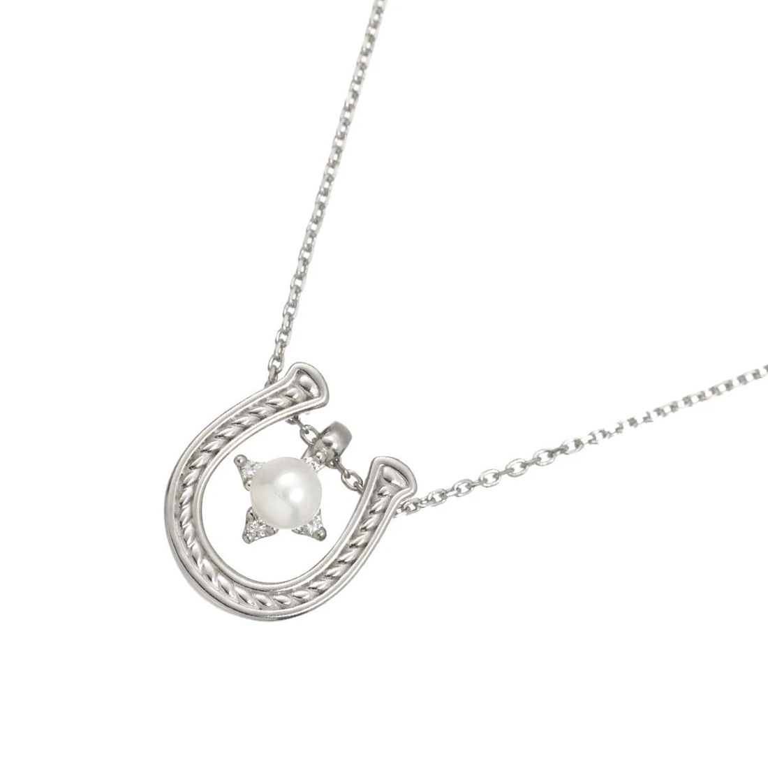 GINZA TANAKA BABY PEARL DIAMOND NECKLACE: GINZA TANAKA Baby Pearl Diamond Necklace Brand: GINZA TANAKA Type/Style: Necklace Material: PT900, Color: Platinum Size: internal circumference of the chain:17.7inch(Adjustable) Top Charm(max):W10 X H