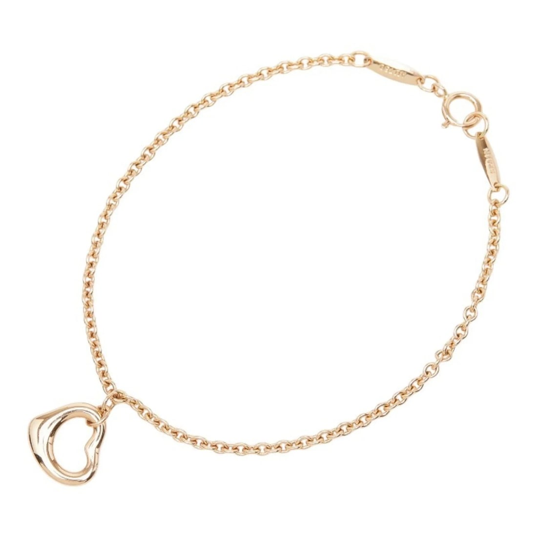 TIFFANY 18K PINK GOLD OPEN HEART BRACELET: Tiffany 18K Pink Gold Open Heart Bracelet Brand: Tiffany Type/Style: Charm bracelet Material: Pink gold (18K), Color: pink gold Size: Length16.5cm / 6. '' Accessories: None Accessories Not