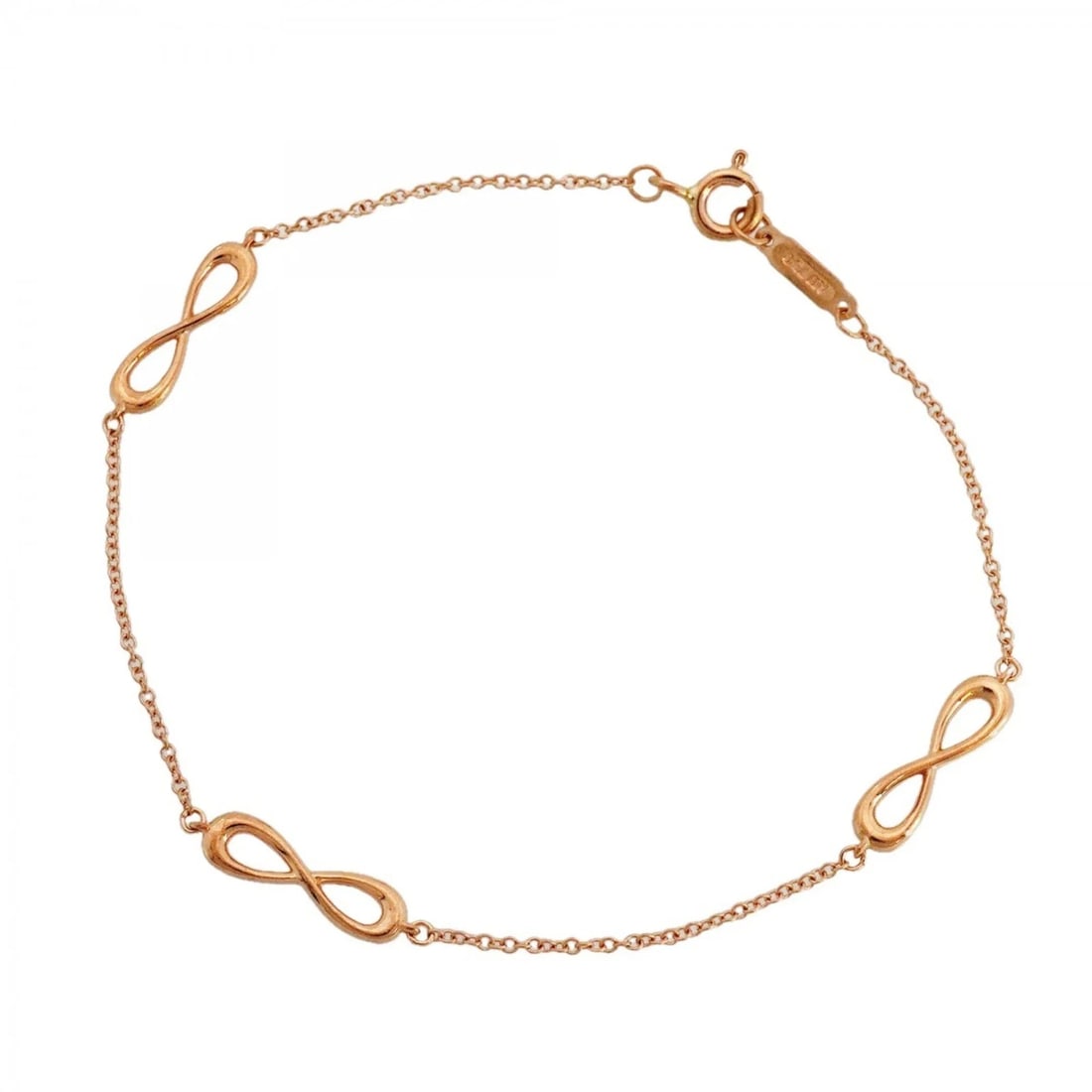 TIFFANY & CO. INFINITY BRACELET, 18K PINK GOLD, WOMEN'S: Tiffany & Co. Infinity Bracelet, 18K Pink Gold, Women's Brand: Tiffany Type/Style: Charm bracelet Material: Pink gold (18K), Color: pink gold Size: Size Length 17cm / 6.69'' Accessories: None