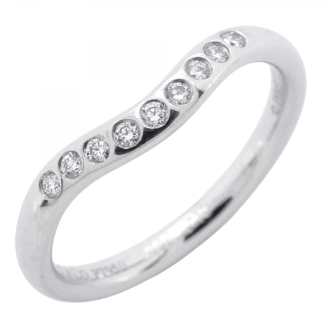 TIFFANY & CO. CURVED BAND RING, PLATINUM 950, DIAMOND, WOMEN'S: Tiffany & Co. Curved Band Ring, Platinum 950, Diamond, Women's Brand: Tiffany Type/Style: Band ring Material: Platinum 950, Main Stone natural Color: pt Size: US3.5 Accessories: None Acces