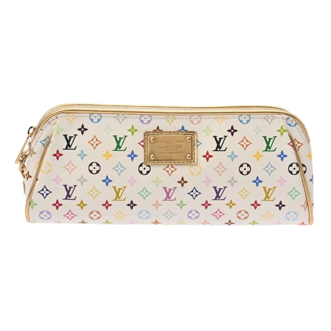 LOUIS VUITTON MULTICOLOR MONOGRAM MULTICOLOR CANVAS: LOUIS VUITTON multicolor Monogram multicolor canvas Brand: LOUIS VUITTON Type/Style: Clutch bag Material: Monogram multicolor canvas Color: Bron/gold Size: H:about 3.9inch W:about 9.1inch D:about 1.2i