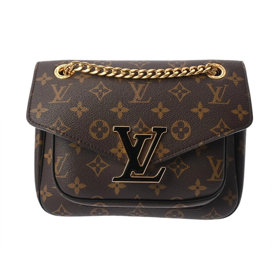 LOUIS VUITTON PASSY CHAINSHOULDER MONOGRAM CANVAS: LOUIS VUITTON Passy ChainShoulder Monogram canvas Brand: LOUIS VUITTON Type/Style: Shoulder Bag Material: Monogram canvas Color: Brown / Black ? Gold Metal Size: H:about 6.9inch W:about 8.9inch D:abou
