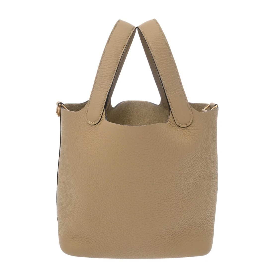 HERMES PICOTIN LOCK PM TAURILLON CLECE TRENCH HANDBAG: HERMES Picotin Lock PM Taurillon Clece Trench Handbag Brand: HERMES Type/Style: Handbag Material: Taurillon Clece Color: Trench ? Gold Metal Size: H:about 7.5inch W:about 7.1inch (Bottom) D:about 5.1i