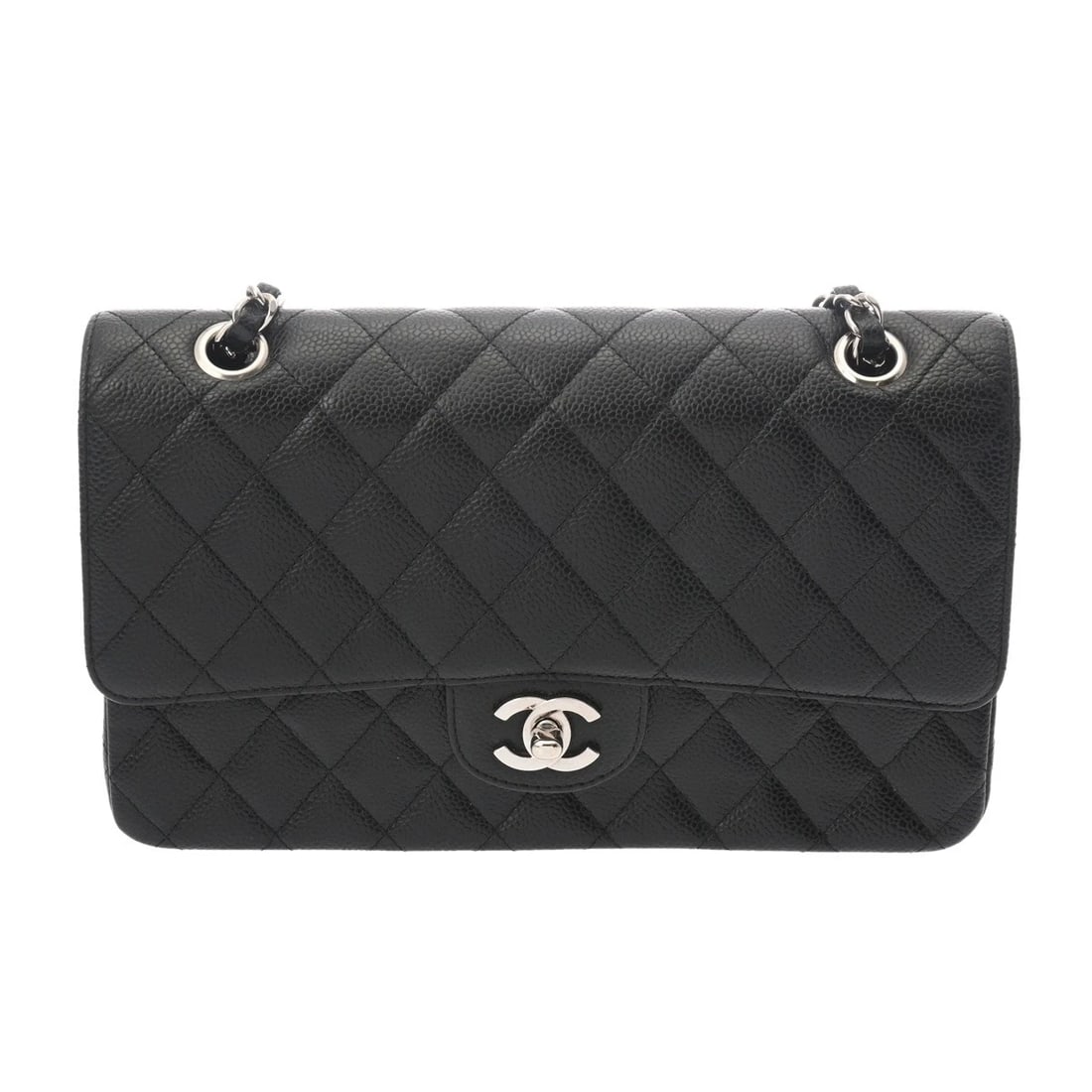CHANEL W-FLAP W-CHAIN SHOULDER 25 MATRASSE BLACK SHOULDER BAG: CHANEL W-flap W-Chain Shoulder 25 Matrasse black Shoulder Bag Brand: CHANEL Type/Style: Shoulder Bag Material: Grained calfskin Color: black ? SilverMetal Size: H:about 5.9inch W:about 9.8inch