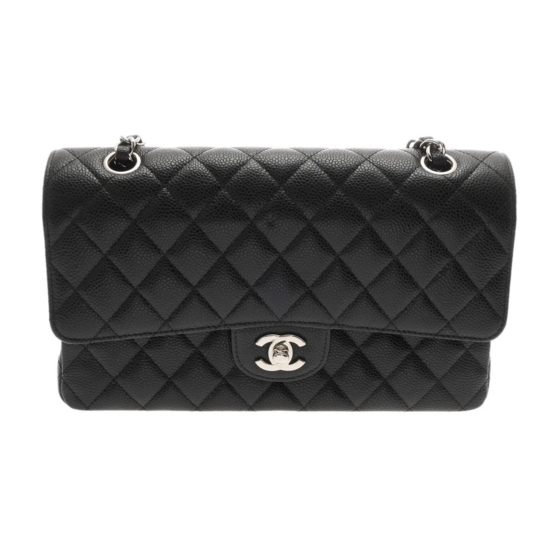 CHANEL W-FLAP W-CHAIN SHOULDER 25 MATRASSE CAVIARSKIN BLACK: CHANEL W-flap W-Chain Shoulder 25 Matrasse Caviarskin black Brand: CHANEL Type/Style: Shoulder Bag Material: Caviarskin Color: black ? SilverMetal Size: H:about 5.9inch W:about 9.8inch D:about