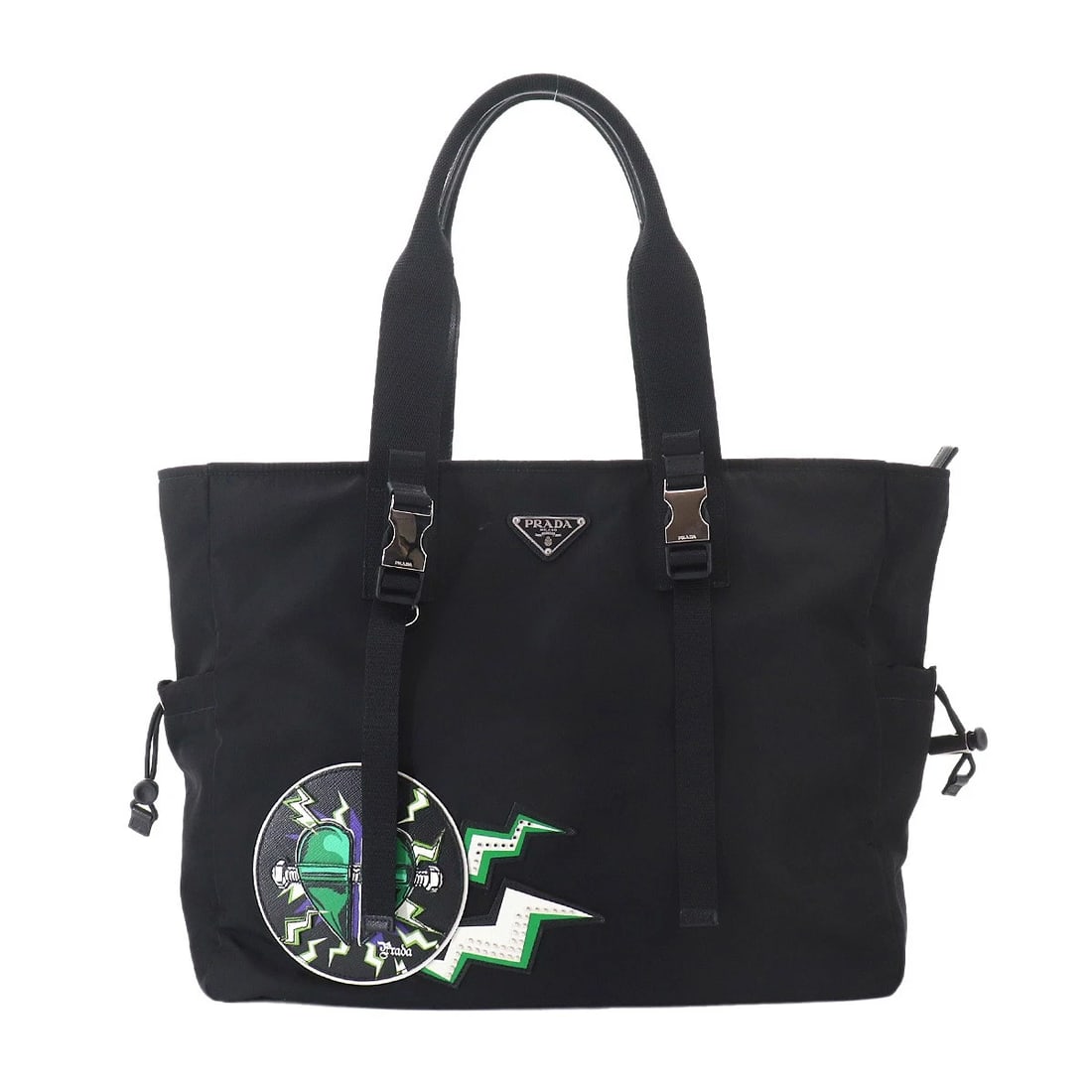 PRADA FRANKENSTEIN TOTE BAG NYLON SAFFIANO LEATHER: PRADA Frankenstein Tote Bag Nylon Saffiano Leather Brand: PRADA Type/Style: Tote Bag Material: Nylon , Saffiano Leather Color: Nero Size: W 15.35 inch, H 12.80 inch, D 5.91 inch Accessories: None
