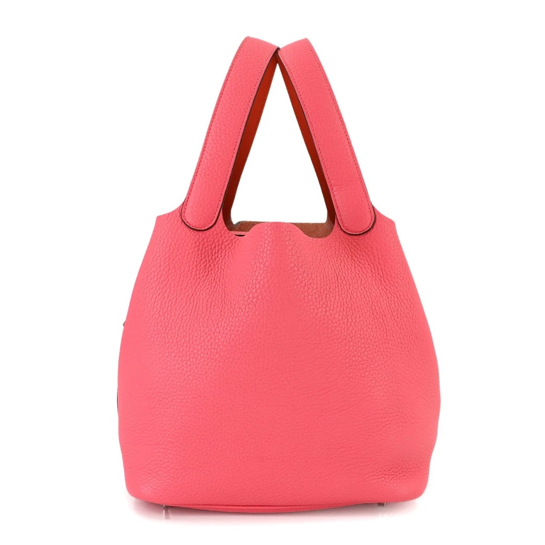 HERMES PICOTIN LOCK ECLAT MM HAND BAG TRAURILLON CLEMENCE: HERMES Picotin Lock Eclat MM Hand Bag Traurillon Clemence Brand: HERMES Type/Style: Hand Bag Material: Traurillon Clemence , Veau Swift Color: Rose azalee , Terre battue Size: W 8.66 inch, H 8.46 inch