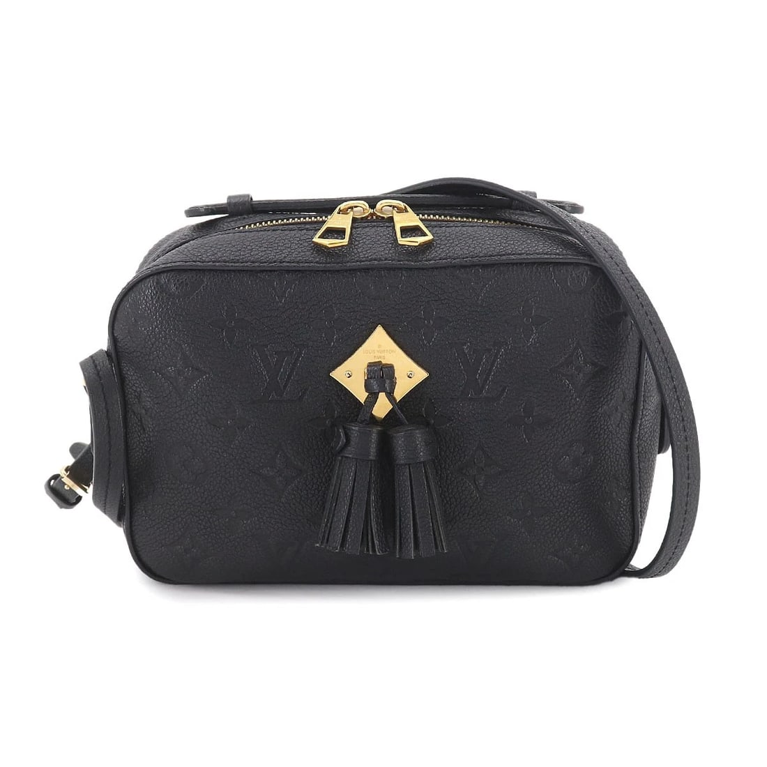 LOUIS VUITTON MONOGRAM EMPREINTE SAINTONGE SHOULDER BAG: LOUIS VUITTON Monogram Empreinte Saintonge Shoulder Bag Brand: LOUIS VUITTON Type/Style: Shoulder Bag Material: Monogram Empreinte Leather Color: Noir Size: W 8.66 inch, H 5.71 inch, D 2.95 inch A