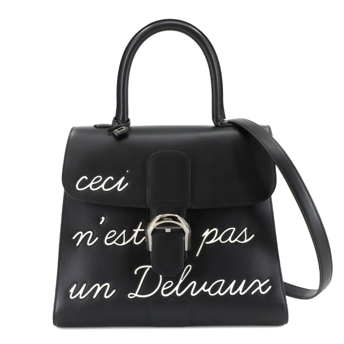 DELVAUX BRILLANT L'HUMOUR MM HAND SHOULDER BAG: DELVAUX Brillant L'Humour MM Hand Shoulder Bag Brand: DELVAUX Type/Style: Hand Bag / Shoulder Bag Material: Leather Color: Black , White Size: W 11.02 inch, H 9.45 inch, D 6.10 inch Accessories: N