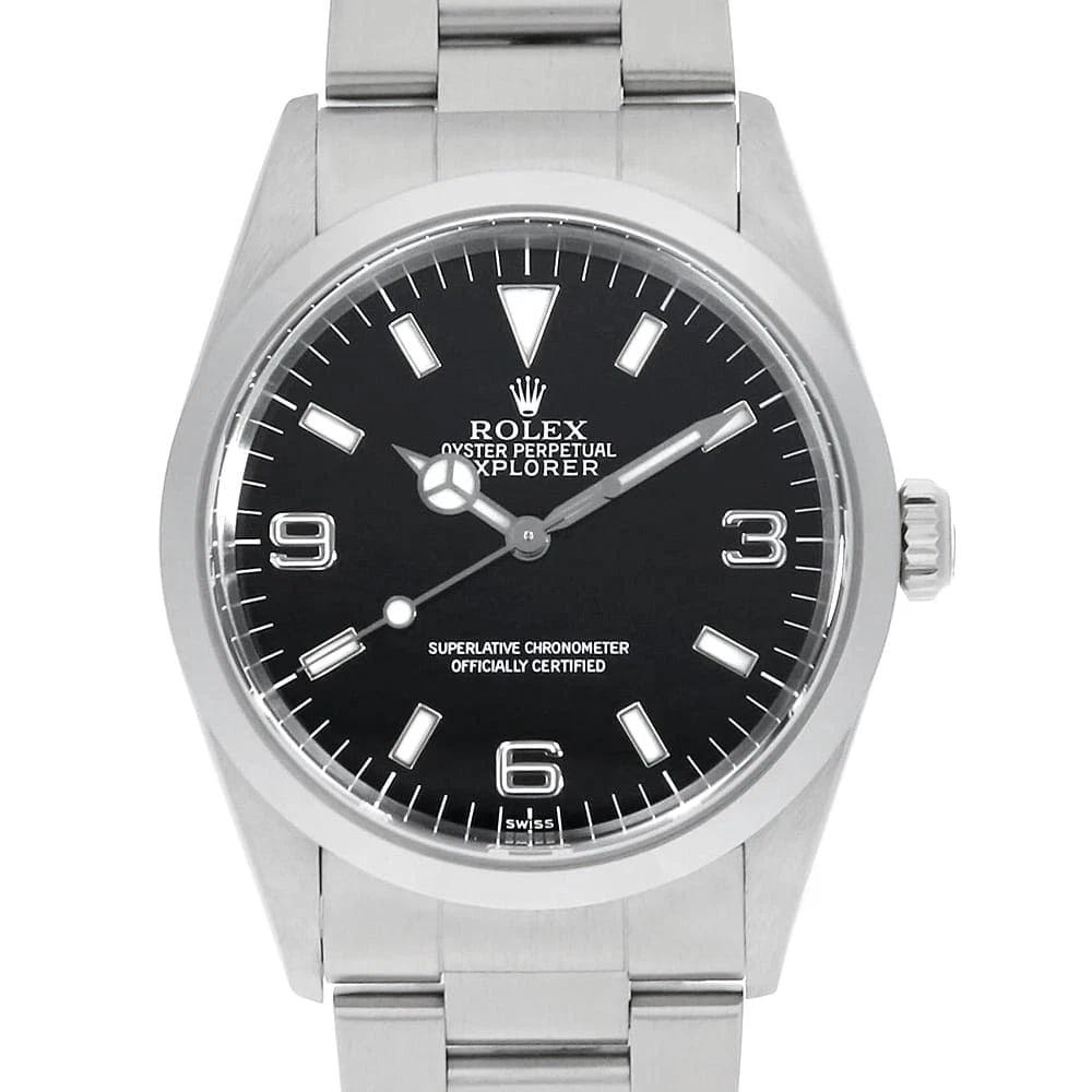 ROLEX EXPLORER BLACK WATCH: ROLEX Explorer black Watch Brand: ROLEX Type/Style: Wrist watch Material: Band Material Stainless Steel, Case Material Stainless Steel Color: Dial Color Black Size: Case Size Case:W36mm Circumference 