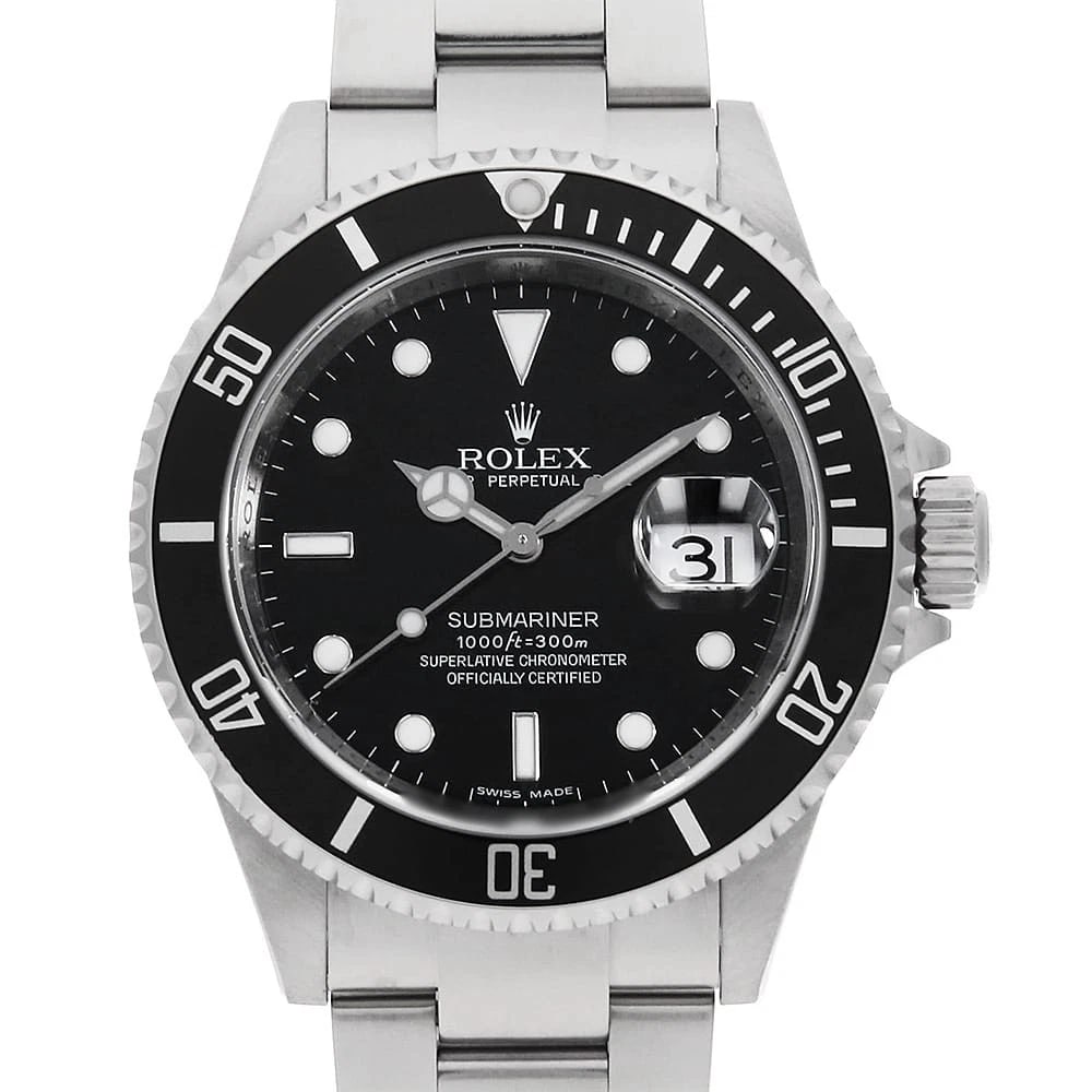 ROLEX SUBMARINER BLACK M WATCH: ROLEX SUBMARINER black M Watch Brand: ROLEX Type/Style: Wrist watch Material: Band Material Stainless Steel, Case Material Stainless Steel Color: Dial Color Black Size: Case Size Case:W40mm Circumfere